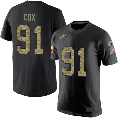 Men Philadelphia Eagles #91 Fletcher Cox Black Camo Salute to Service NFL T Shirt->philadelphia eagles->NFL Jersey